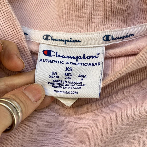 Champion chevron striped mock turtleneck sweatshirt pink orange crop size xs - Picture 5 of 9